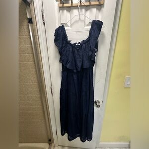 Pinup Fashion Women’s Navy Blur Tiered Midi Dress Size 16W